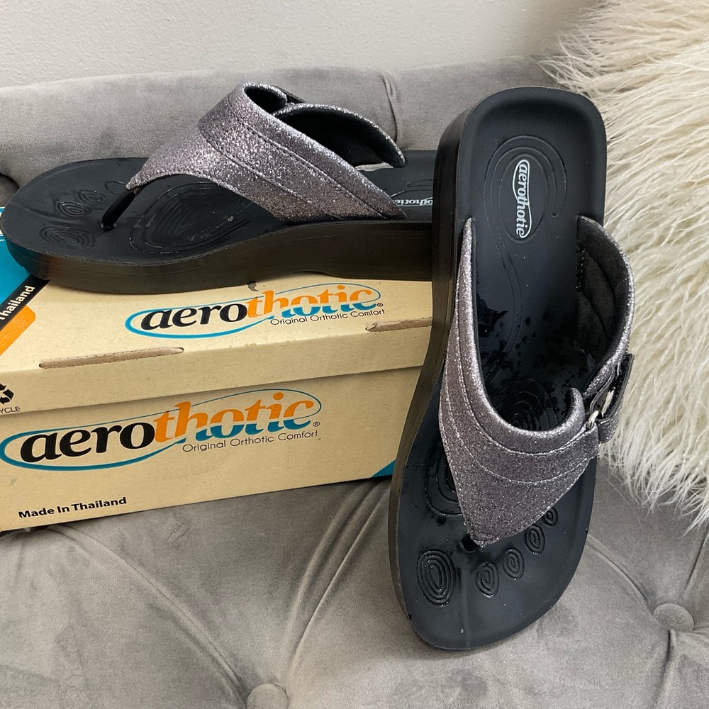 Orthotic sandals - Black and Silver
